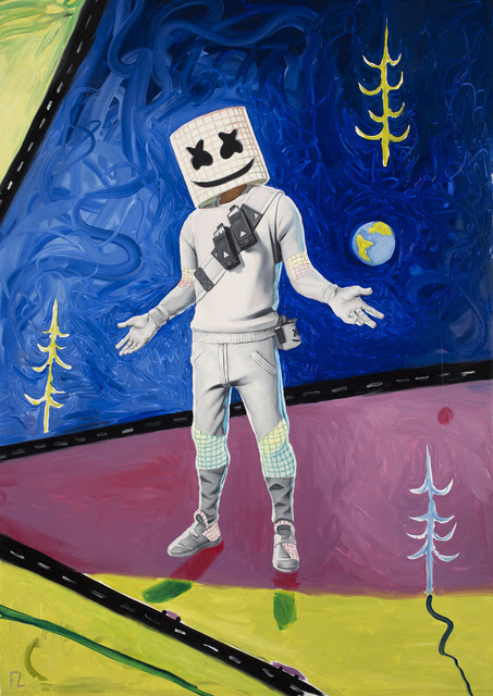 Federico Luger, Marshmello Remix, 2020, Oil on canvas, 200x140 cm